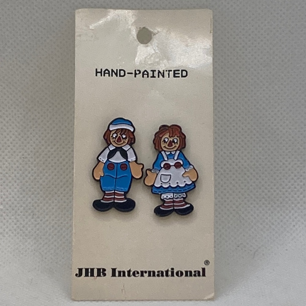 Vintage Raggedy Ann and Andy Hand Painted 1”Buttons